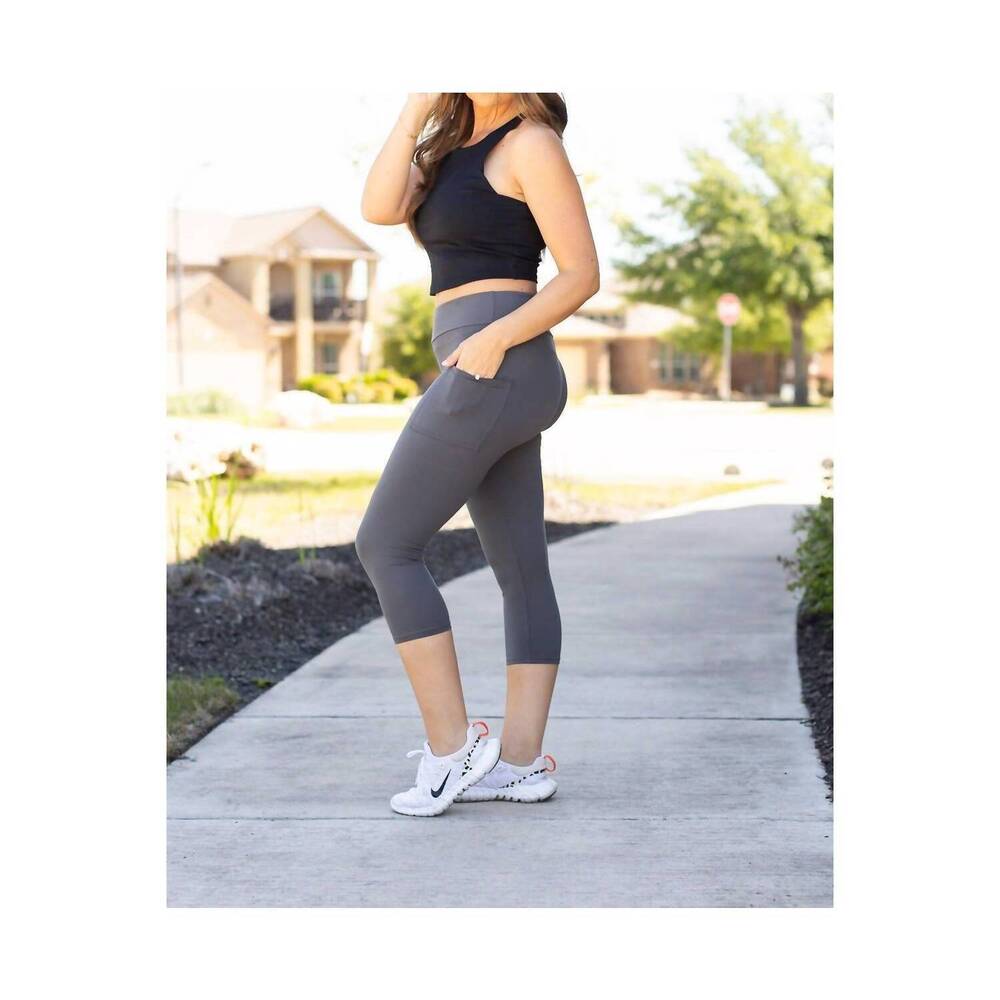 NEW JULIA ROSE dani capri leggigns with pockets in charcoal